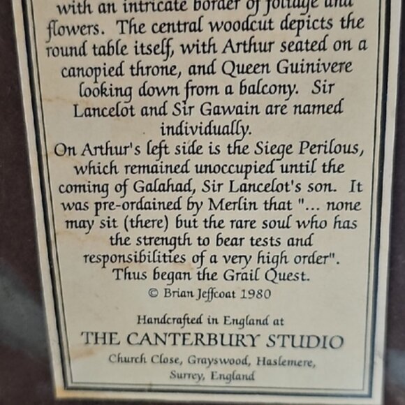 Vintage Brass Rubbing Plate King Arthur the round table England 1980 Handcrafted - Picture 10 of 10